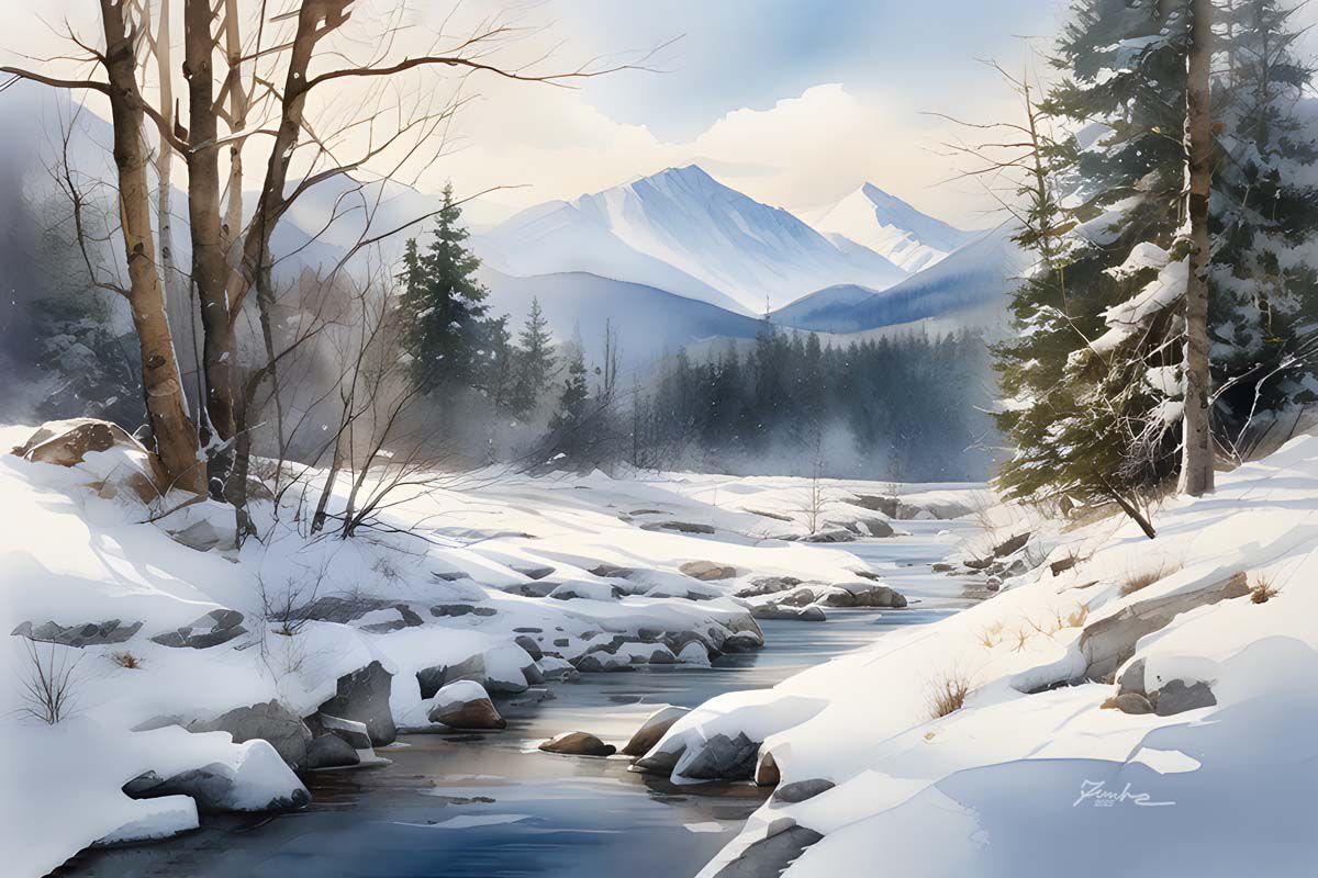 Snowy Scenery Art Print