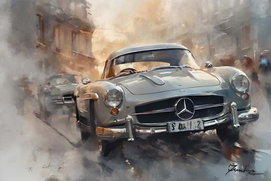 20th Century Vintage Sports Car Painting