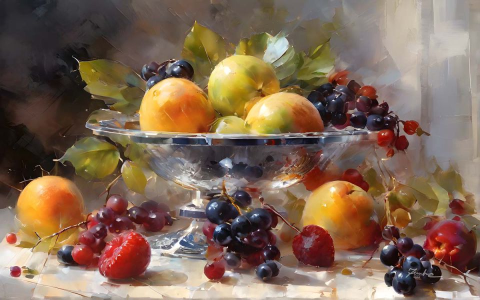 Fruit basket still life