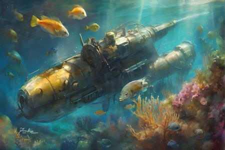Ancient Shipwreck Painting