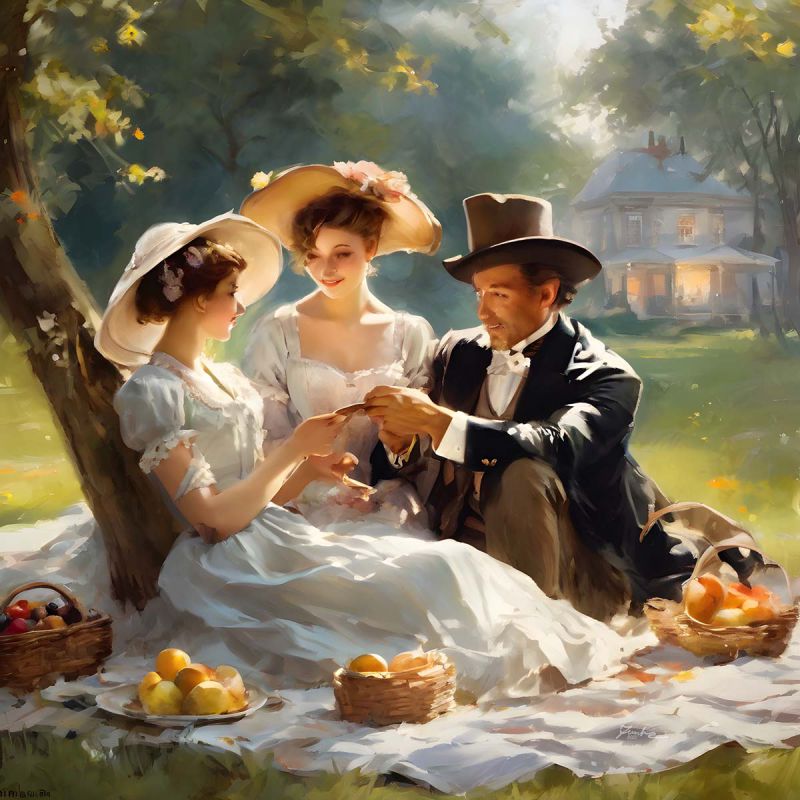19th Century Picnic Painting