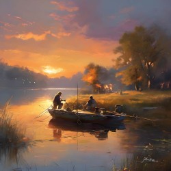 Sunset fishing art