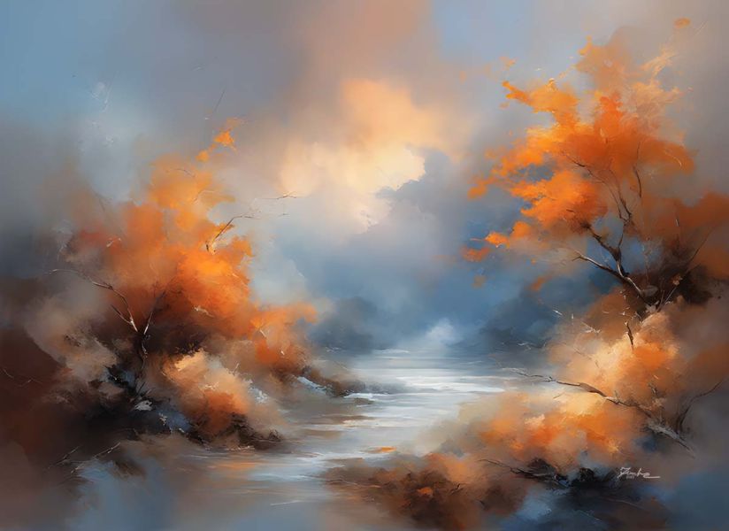 Misty Landscape Painting