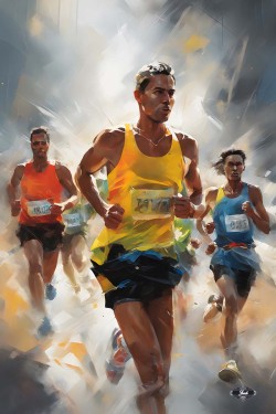 Vertical marathon paintings