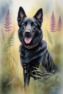 Dogs in Meadow Painting