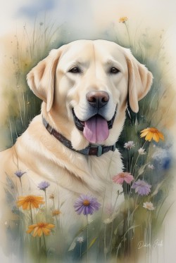 Dogs in Meadow Painting