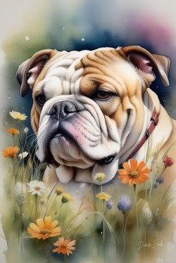 Dogs in Meadow Painting