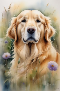 Dogs in Meadow Painting