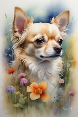 Dogs in Meadow Painting
